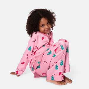Lasten Vaaleanpunainen Satiini Joulupyjama