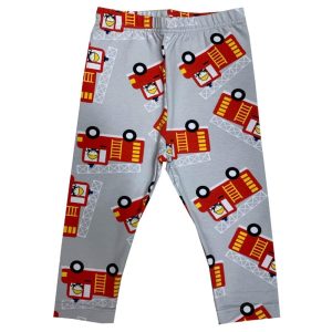 Harmaat paloauto-kuviolliset leggingsit
