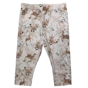 Vaaleat kettu ja bambi-kuviolliset puuvilla leggingsit